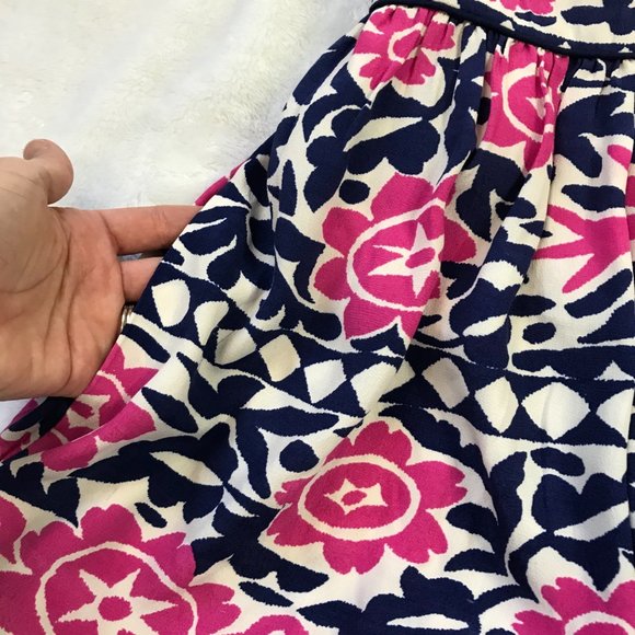 Anthropologie Maeve Peralta Bird Floral Dress w/ Pockets in Pink & Blue, Size 4 - Picture 10 of 15